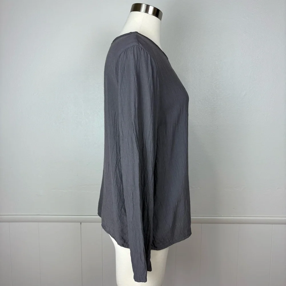 Cut Loose Pullover Top Size S Gray Lightweight Lagenlook Minimalist Crinkle Flow - Picture 11 of 15